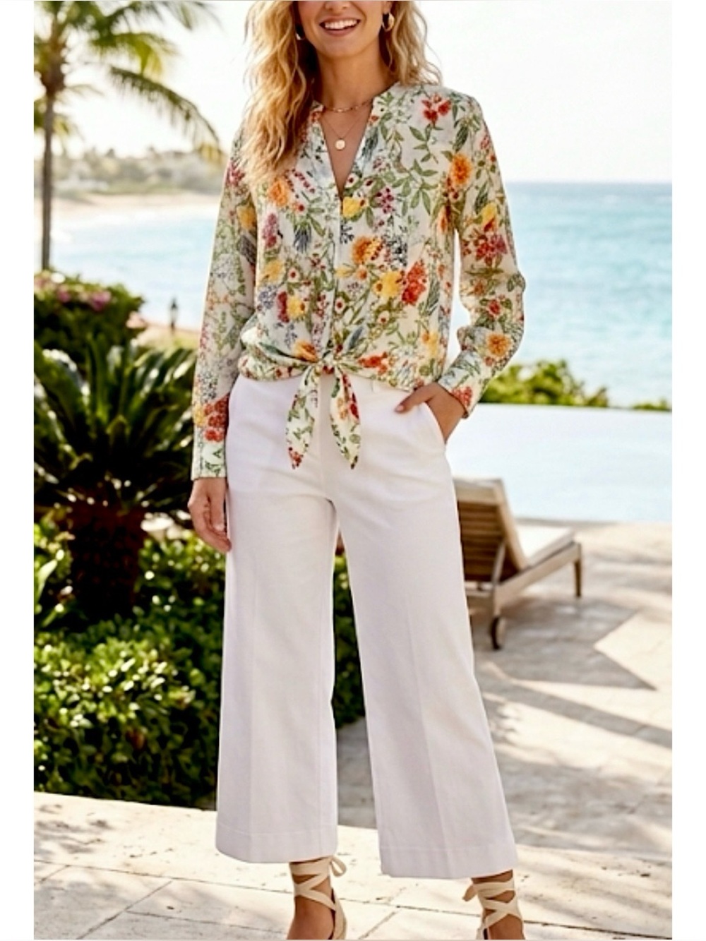 VINCE CAMUTO FLORAL TIE WAIST TOP 2X/3X OPEN DOLMAN RAYON FEMININE SHEER AIRY